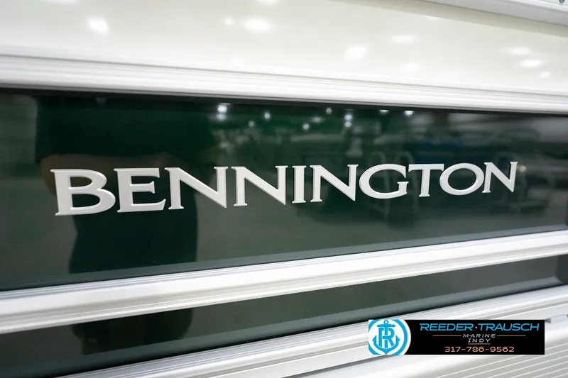 Slide: The Image of 2026 Bennington 20 SLJ boat logo with Reeder-Trausch Marine contact details. - 50