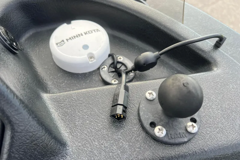 Slide: The Image of Control panel of 2023 Alumacraft Voyageur 175 SC with Minn Kota accessory. - 16