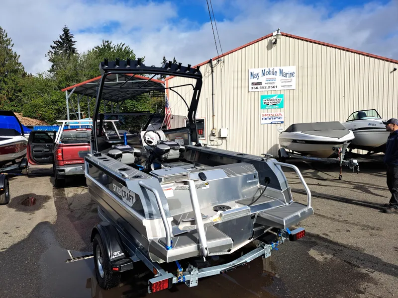 Slide: The Image of 2024 Stabicraft 1550 Fisher boat at May Mobile Marine dealership. - 2