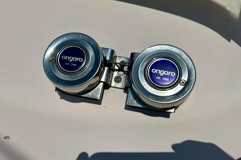 Slide: The Image of Close-up of Ongaro boat horn on 2006 Grady White 225 Dual Console. - 55