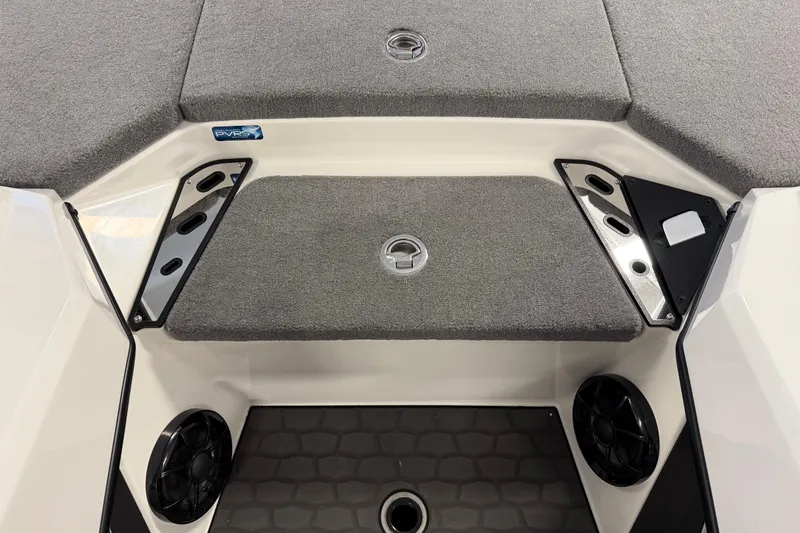 Slide: The Image of 2026 Ranger Z519 boat seat with gray and white upholstery, featuring modern design and comfort. - 13