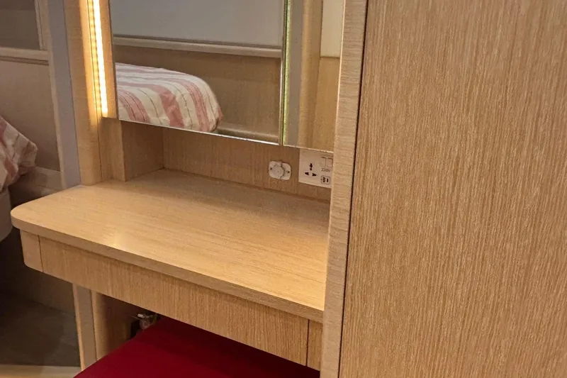 Slide: The Image of Modern vanity area with mirror and wooden finish in Seaway 1600, 2022 model. - 26