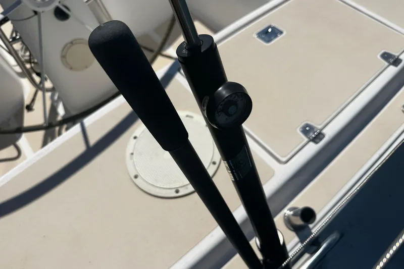 Slide: The Image of Close-up of 2003 J Boats J/105 deck with steering wheel and equipment. - 7