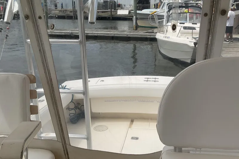 Slide: The Image of 2003 Albemarle 27 Express Fisherman boat docked at marina, interior view. - 21