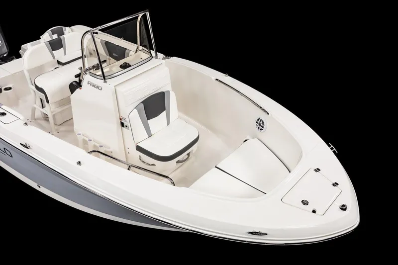Slide: The Image of 2026 Robalo R180 Center Console boat with sleek design and comfortable seating. - 5