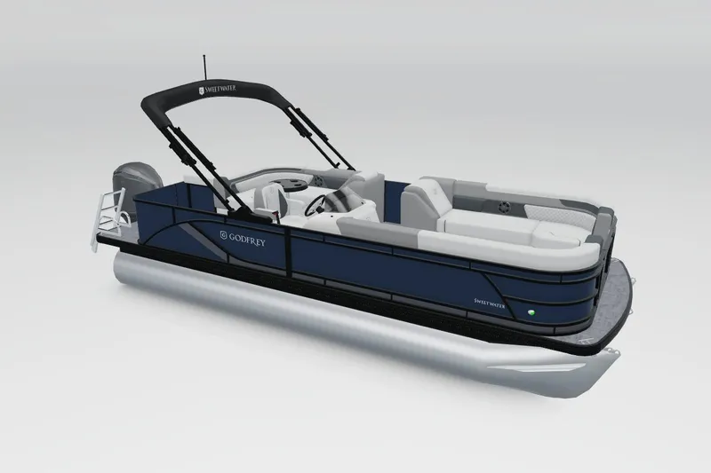 Slide: The Image of 2026 Godfrey Sweetwater 2286 C pontoon boat with sleek design and comfortable seating. - 16