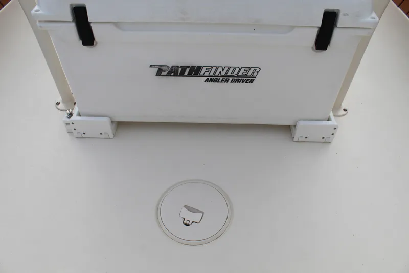 Slide: The Image of 2017 Pathfinder 2500 Hybrid boat seat with beige upholstery and sturdy frame. - 38