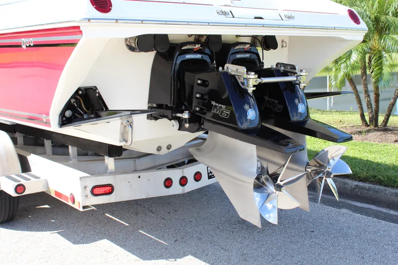 Slide: The Image of 2007 Fountain 42 Lightning boat with dual Mercury engines and stainless steel propellers. - 14