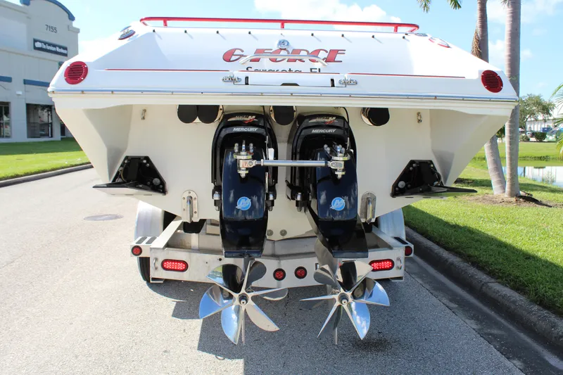 Slide: The Image of 2007 Fountain 42 Lightning boat with dual Mercury engines and polished propellers. - 16