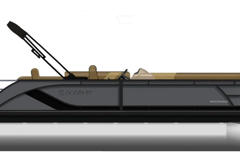 Slide: The Image of 2026 Godfrey SWEETWATER 2286 SFL pontoon boat, side view, sleek design. - 18
