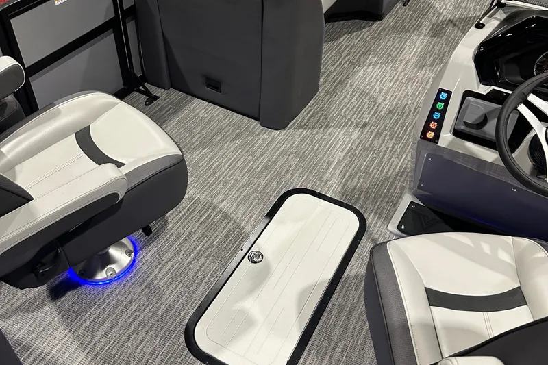 Slide: The Image of Interior of 2026 Viaggio Lago X20U boat with modern seating and control panel. - 11