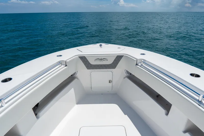 Slide: The Image of 2023 Invincible 36 Open Fisherman boat bow on open sea. - 6