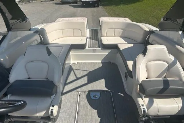 Slide: The Image of 2017 Chaparral 277 SSX boat interior with luxurious seating and modern design. - 2