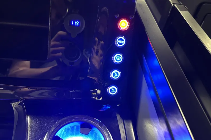 Slide: The Image of Control panel of 2026 Viaggio Lago X22U with illuminated buttons and digital display. - 22