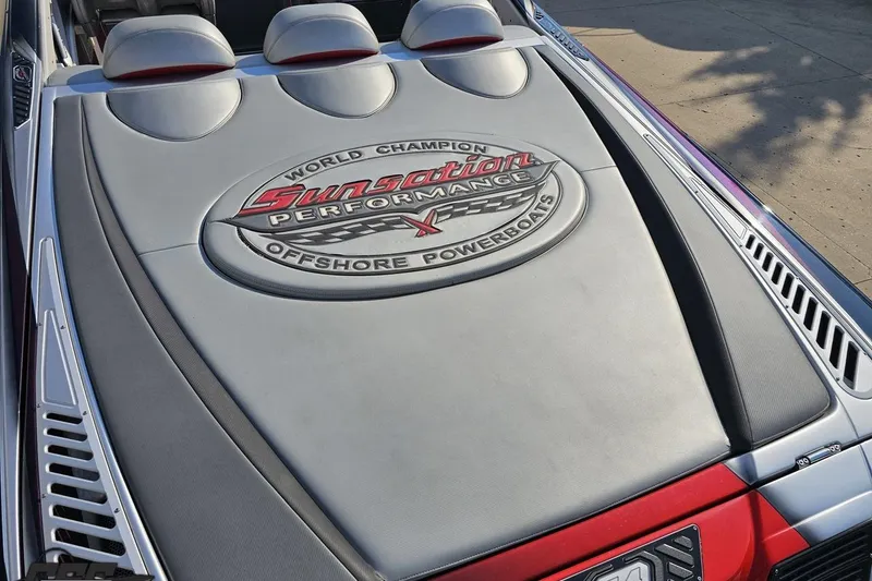 Slide: The Image of 2011 Sunsation F-4 powerboat with branded performance upholstery and sleek design. - 41