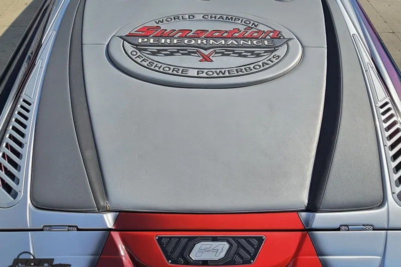 Slide: The Image of 2011 Sunsation F-4 powerboat with performance branding on deck. - 43