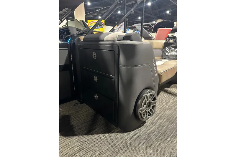 Slide: The Image of 2026 Viaggio Diamante D22S boat interior with storage drawers and speaker. - 24