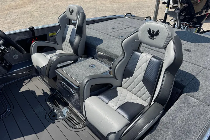 Slide: The Image of 2026 Phoenix 21XE boat interior with stylish, cushioned seats and sleek design. - 7