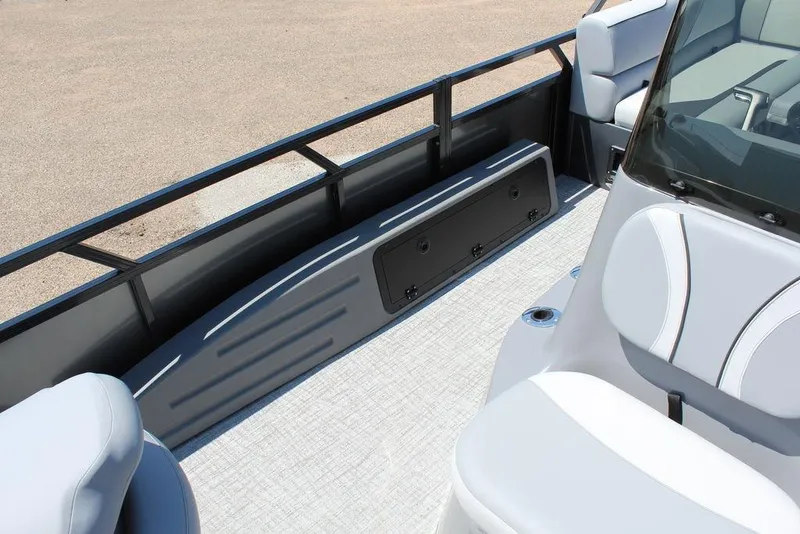 Slide: The Image of 2026 Avalon Venture 85 Center Console Fish boat interior with seating and storage. - 10