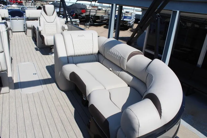 Slide: The Image of 2026 Avalon Catalina Quad Lounger Shift 25 FT with luxurious seating on deck. - 11