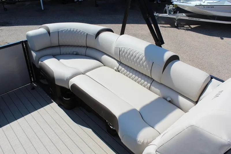 Slide: The Image of Luxurious seating on 2026 Avalon Catalina Quad Lounger Shift 25 FT pontoon boat. - 21