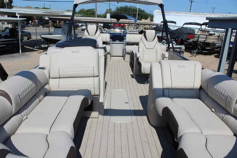 Slide: The Image of 2026 Avalon Catalina Quad Lounger Shift 25 FT with luxurious seating and spacious deck. - 9