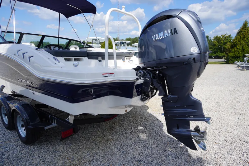Slide: The Image of 2026 Chaparral 21 SSi OB boat with Yamaha outboard motor on a trailer. - 35
