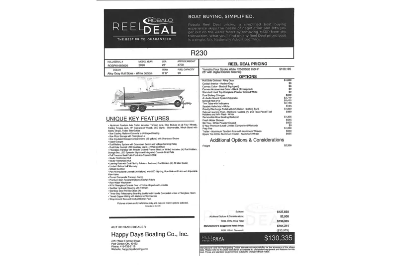 The Image of Robalo R230 Center Console 2026 brochure with pricing, features, and options. - 0