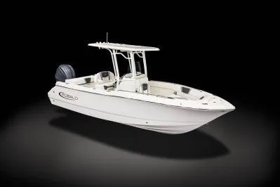 Slide: The Image of 2026 Robalo R230 Center Console boat on black background. - 1