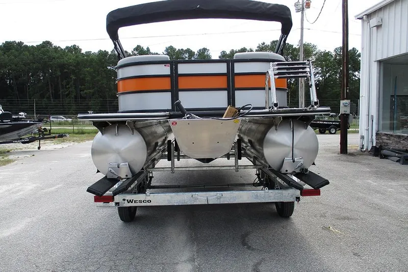 Slide: The Image of 2026 Bentley Pontoons 223 Bolt on trailer, rear view, outdoor setting. - 8