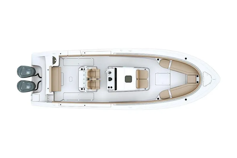 Slide: The Image of Manufacturer Provided Image: 2020 Sportsman Open 312 Center Console boat, top view, dual engines, spacious seating. - 23