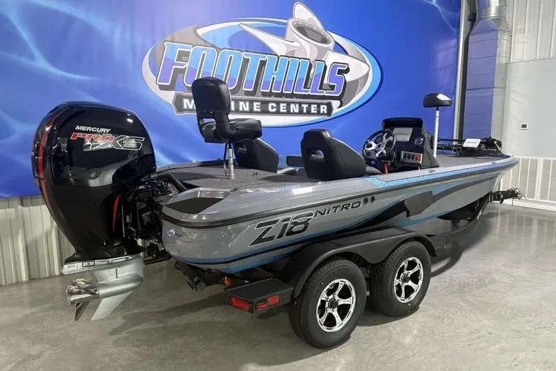 Slide: The Image of 2026 Nitro Z18 Pro boat with Mercury Pro XS engine at Foothills Marine Center. - 5