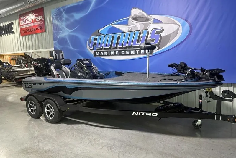 Slide: The Image of 2026 Nitro Z18 Pro boat at Foothills Marine Center showroom. - 9