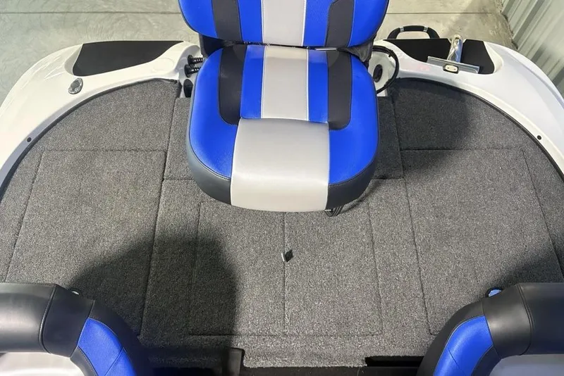 Slide: The Image of Nitro Z18 Pro 2026 boat interior with blue and gray seating. - 27