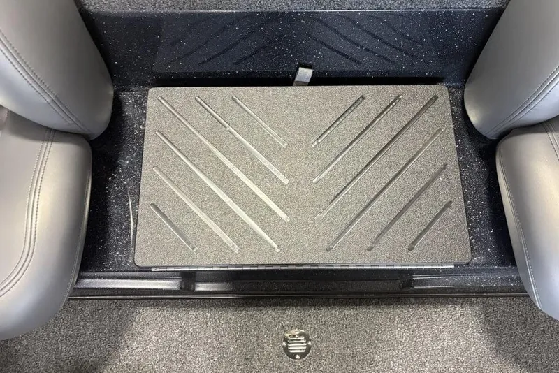 Slide: The Image of 2026 Nitro Z17 boat interior with textured floor panel and gray seating. - 16