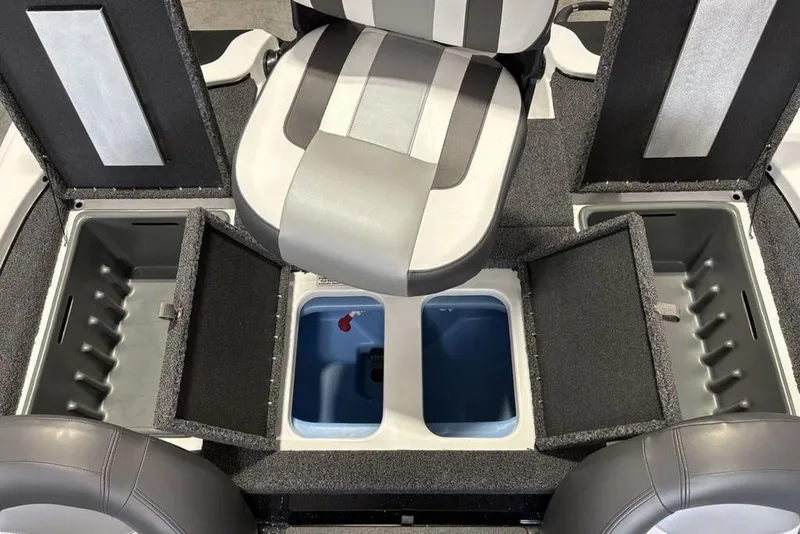 Slide: The Image of Nitro Z17 2026 boat interior with open storage compartments and seating. - 25