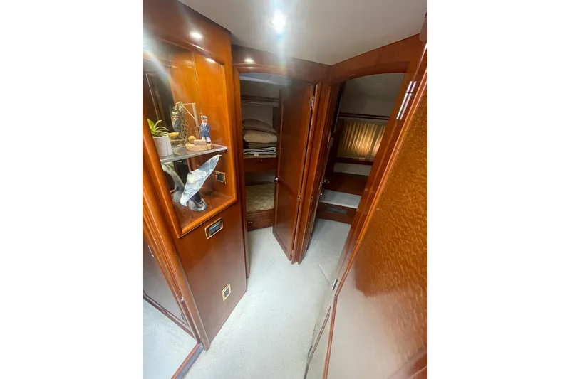 Slide: The Image of Bathroom interior of 2004 Carver 570 Voyager Pilothouse with shower and towels. - 39