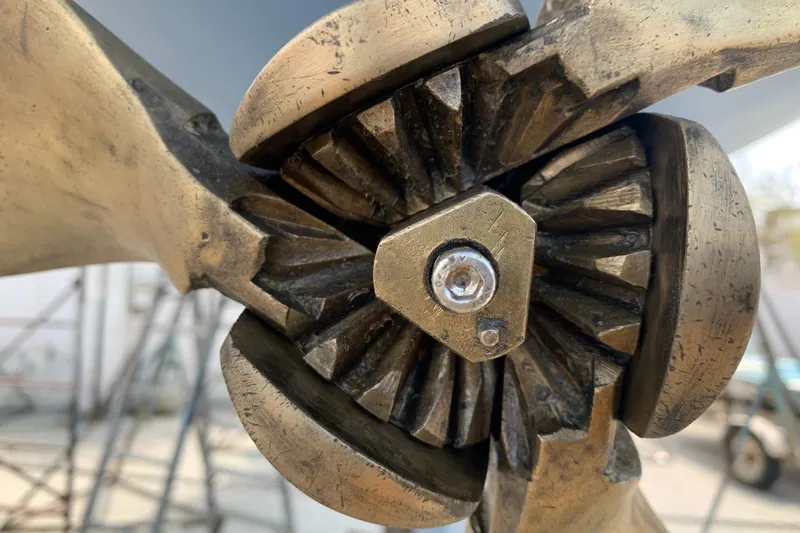 Slide: The Image of Teak deck of 1980 Nautor Swan 47 sailboat with ropes and hatch. - 13