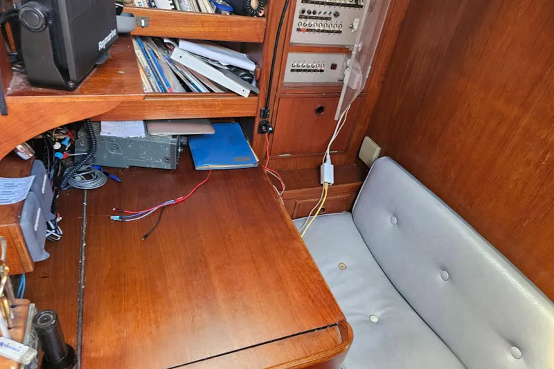 Slide: The Image of Control panel of a 1980 Nautor Swan 47 yacht with switches and gauges. - 25