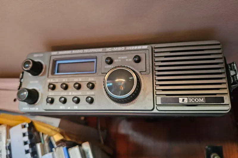 Slide: The Image of Volvo Penta engine in a 1980 Nautor Swan 47 sailboat, showing transom assembly details. - 28