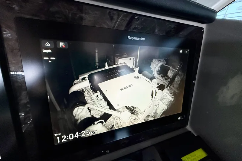 Slide: The Image of Raymarine display showing engine room of 2014 Sea Ray 580 Sundancer yacht. - 41