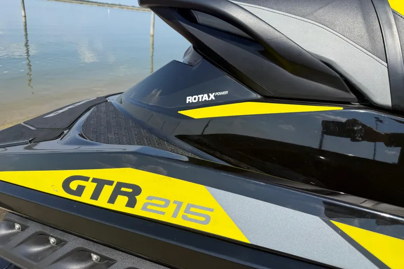 Slide: The Image of 2016 Sea-Doo GTR 215 jet ski with Rotax power, close-up view. - 58