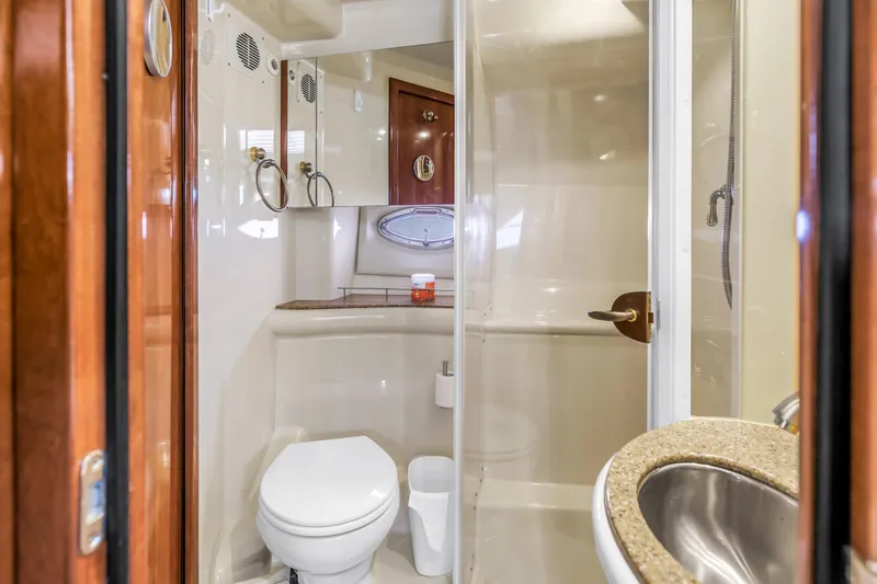 Slide: The Image of Luxurious bathroom in 2007 Meridian 459 Motoryacht with modern fixtures and elegant design. - 28