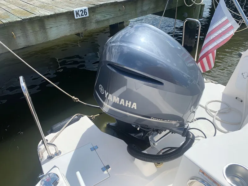 Slide: The Image of 2020 Ranger Tugs R-25 with Yamaha outboard motor, docked at pier K26. - 40