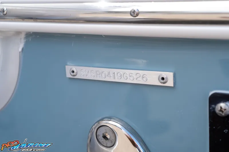 Slide: The Image of 2026 Sea Hunt Ultra 265 SE boat identification plate with serial number. - 34