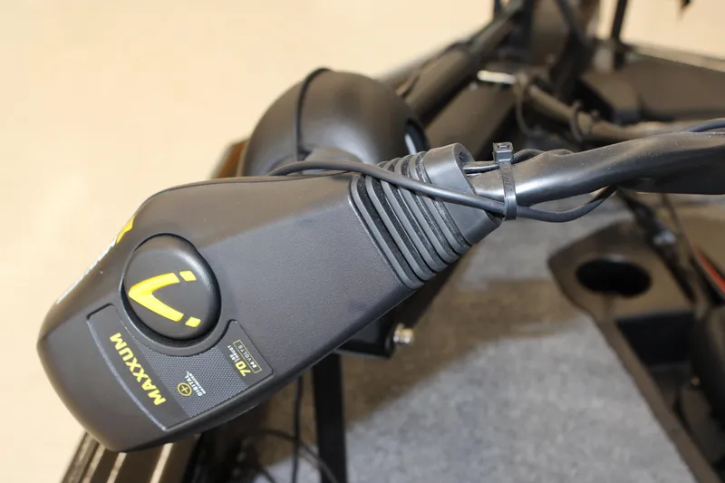 Slide: The Image of Close-up of a Maxxum trolling motor on a 2026 Tracker Pro Team 175 boat. - 12