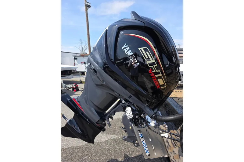 Slide: The Image of Yamaha SHO VMAX outboard motor on 2026 Xpress H22B Bay boat. - 12