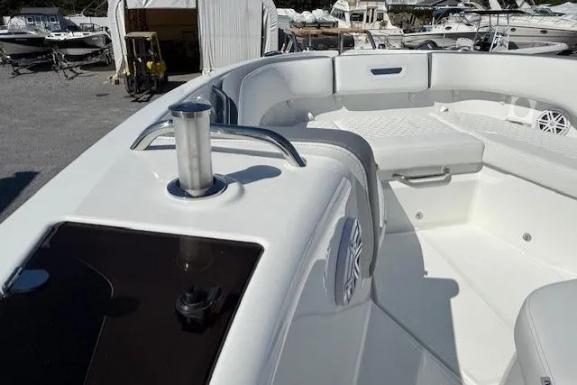 Slide: The Image of 2026 Wellcraft 38 T-Top boat interior with sleek seating and modern design. - 28