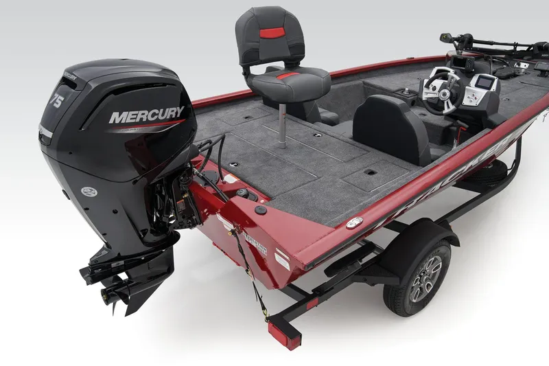 Slide: The Image of Manufacturer Provided Image: 2026 Tracker Pro Team 175 boat storage compartment with organized tackle boxes. - 54