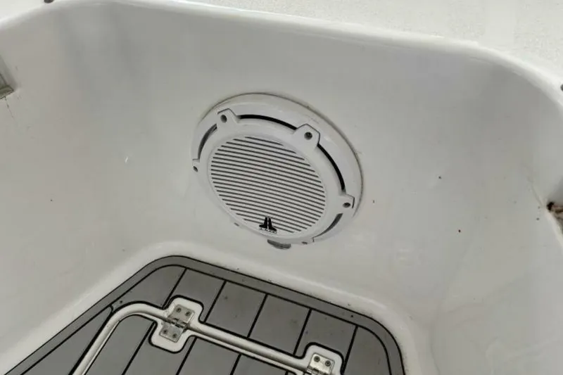 Slide: The Image of 2021 Sea Fox 288 Commander boat interior with speaker and flooring detail. - 41